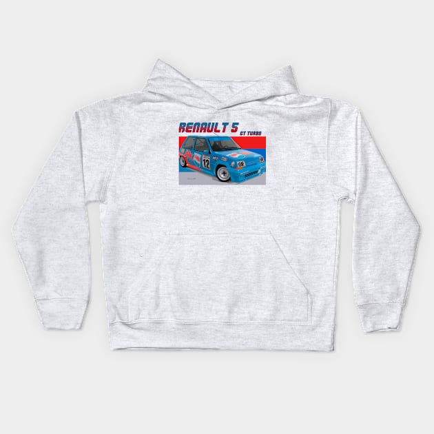 Renault 5 GT Turbo Kids Hoodie by PjesusArt